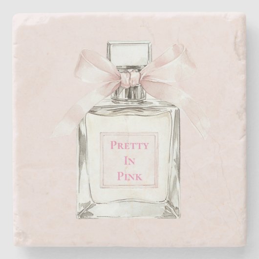 Pretty in Pink 香水ボトル リボン ストーンコースター (正面)