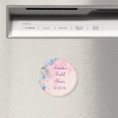 Pretty in Pink and Blue Floral Bridal Shower マグネット (インサイチュ (食洗機))
