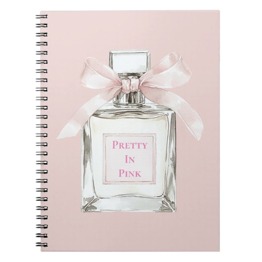 Pretty in Pink Blush Bow Perfume Bottle ノートブック (正面)