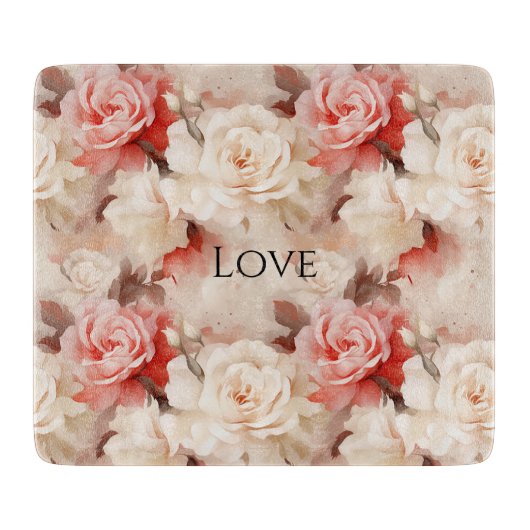 Pretty in Pink: Blush Cream Rose Floral カッティングボード (正面)