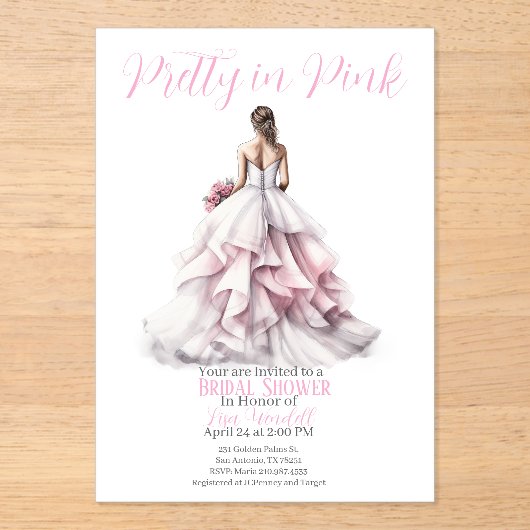 Pretty in Pink Bridal Shower Invitation  アクリル招待状 (正面)