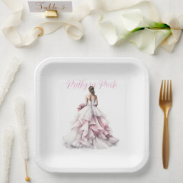 Pretty in Pink Bridal Shower Paper Plates ペーパープレート