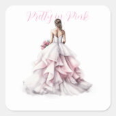 Pretty in Pink Bridal Shower Square Sticker スクエアシール (正面)