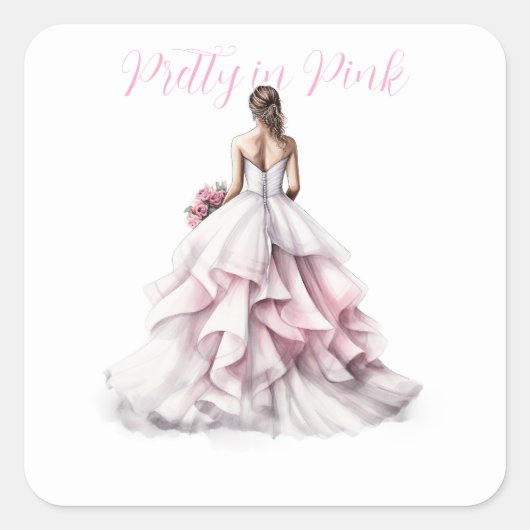 Pretty in Pink Bridal Shower Square Sticker スクエアシール (正面)