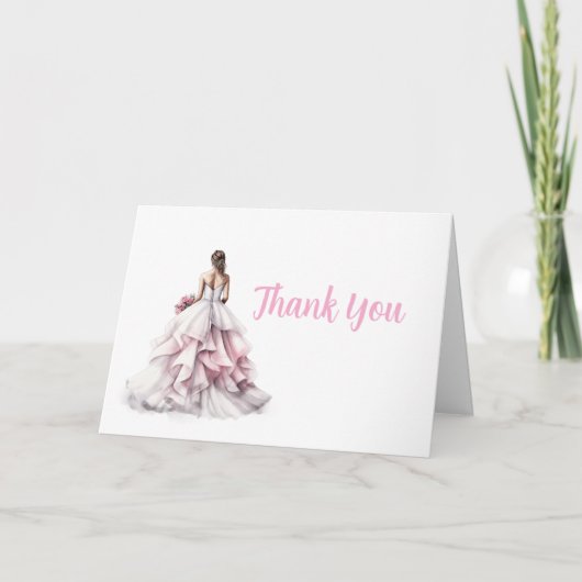 Pretty in Pink Bridal Shower Thank You Card サンキューカード (正面)