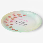 Pretty in Pink Butterfly Birthday Party Plates ペーパープレート (アングル)