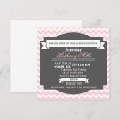 Pretty In Pink Chevron ベビーシャワー招待状 招待状 (正面/裏面)
