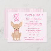 Pretty in Pink Chihuahua 招待状 (正面/裏面)