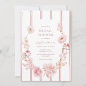 Pretty in Pink Floral Bridal Shower Invitation 招待状 (正面)