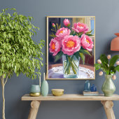 Pretty in Pink Flower Bouquet | Peony Floral ポスター