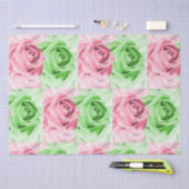 Pretty in Pink & Green Rose Tissue Wrap 薄葉紙 (クラフト)