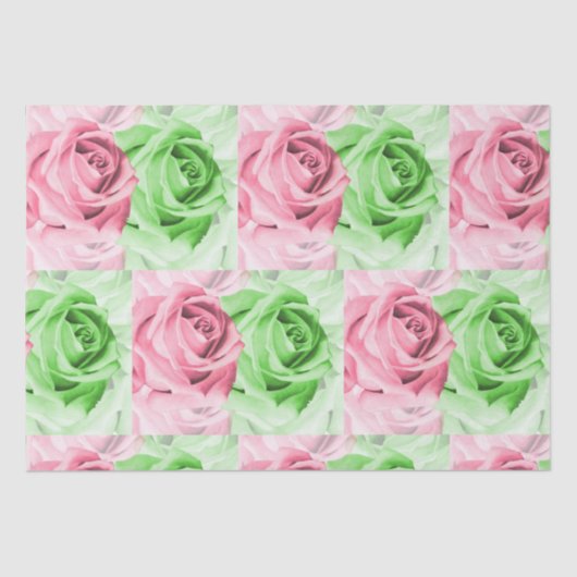 Pretty in Pink & Green Rose Tissue Wrap 薄葉紙 (正面)