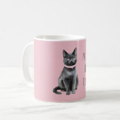 Pretty in Pink Grey Cat コーヒーマグカップ (正面左)