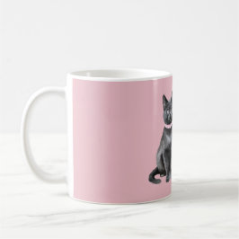 Pretty in Pink Grey Cat コーヒーマグカップ