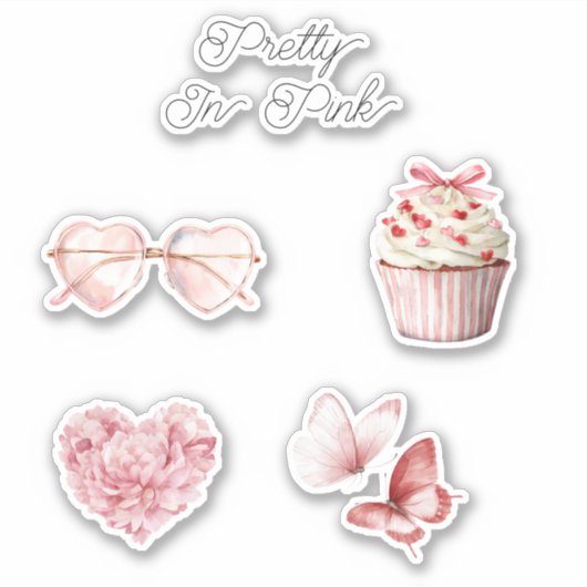 Pretty in Pink Heart Sunglasses  シール (正面)