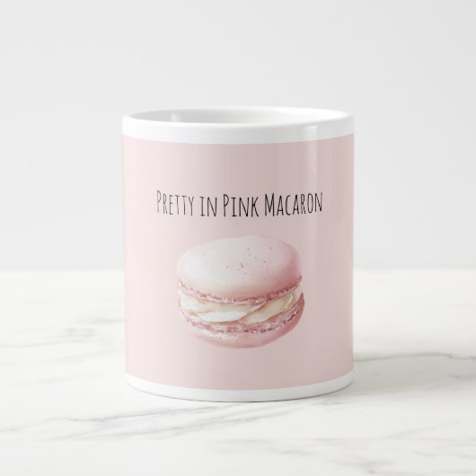 Pretty in Pink Macaron ジャンボコーヒーマグカップ (正面)