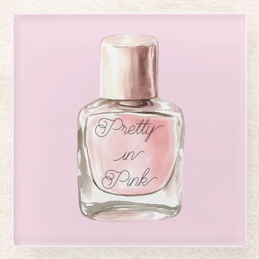 Pretty in Pink Nail Polish ガラスコースター (正面)