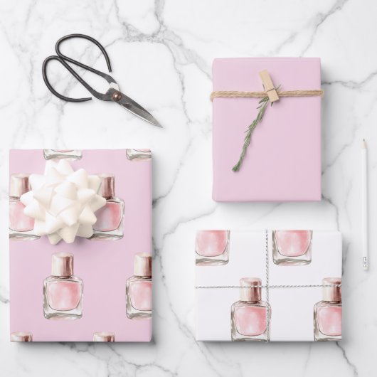 Pretty in Pink Nail Polish Birthday ラッピングペーパーシート (正面)