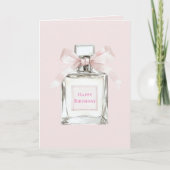 Pretty in Pink Perfume Bottle Bow Birthday カード (正面)