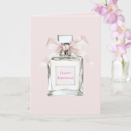 Pretty in Pink Perfume Bottle Bow Birthday カード (蘭)
