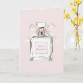 Pretty in Pink Perfume Bottle Bow Birthday カード (黄色い花)