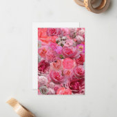Pretty in Pink Rose Collage ノートカード (正面/裏面インサイチュ)