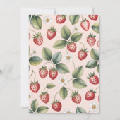 Pretty in Pink Strawberry First Birthday 招待状 (裏面)