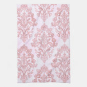 Pretty in Pink Victorian Damask Watercolor Pattern キッチンタオル (縦)