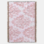 Pretty in Pink Victorian Damask Watercolor Pattern スローブランケット (正面縦)