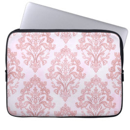 Pretty in Pink Victorian Damask Watercolor Pattern ラップトップスリーブ