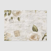 Pretty Ivory Roses on Simulated Text and Stamps 薄葉紙 (正面)