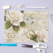 Pretty Ivory Roses with Simulated Text and Stamps 薄葉紙 (クラフト)