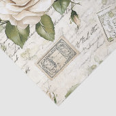 Pretty Ivory Roses with Simulated Text and Stamps 薄葉紙 (詳細)