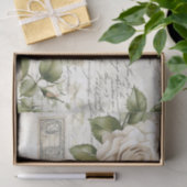 Pretty Ivory Roses with Simulated Text and Stamps 薄葉紙 (ギフト)