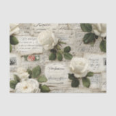 Pretty Ivory Roses with Simulated Text and Stamps 薄葉紙 (正面)