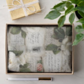 Pretty Ivory Roses with Simulated Text and Stamps 薄葉紙 (ギフト)