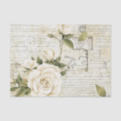 Pretty Ivory Roses with Simulated Text and Stamps 薄葉紙 (正面)