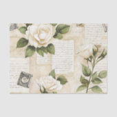 Pretty Ivory Roses with Simulated Text and Stamps 薄葉紙 (正面)
