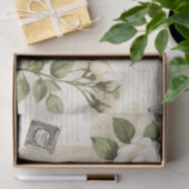 Pretty Ivory Roses with Simulated Text and Stamps 薄葉紙 (ギフト)