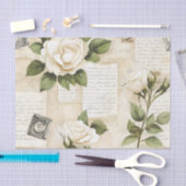 Pretty Ivory Roses with Simulated Text and Stamps 薄葉紙 (クラフト)
