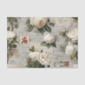 Pretty Ivory Roses with Simulated Text and Stamps 薄葉紙 (正面)