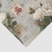 Pretty Ivory Roses with Simulated Text and Stamps 薄葉紙 (詳細)