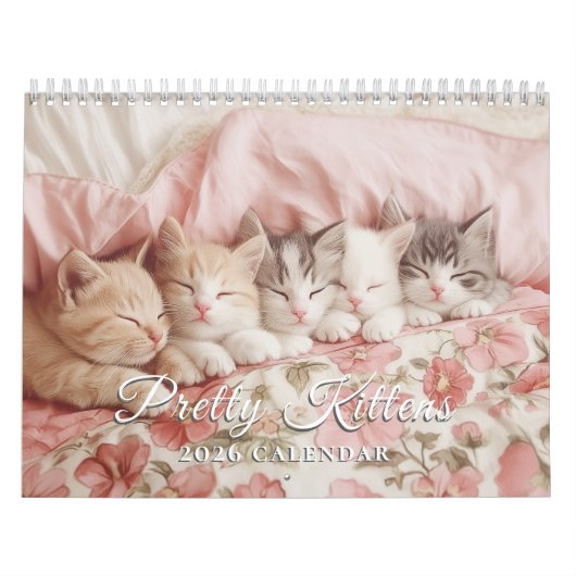 Pretty Kittens Pastel Pink 2026 Wall Calendar カレンダー (カバー)