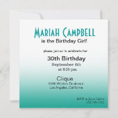 Pretty Lady バースデー カクテル パーティー ティール/アクア 招待状 (裏面)