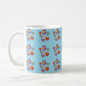 Pretty Ladybug and Flowers Light Blue Pattern コーヒーマグカップ (左)