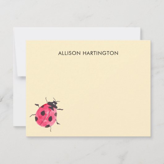 Pretty Ladybug Garden Buttercream Thank You Card ノートカード (正面)