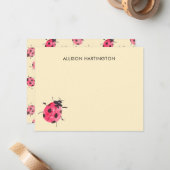 Pretty Ladybug Garden Buttercream Thank You Card ノートカード (正面/裏面インサイチュ)
