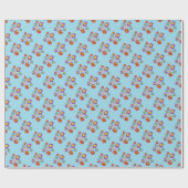 Pretty Ladybugs and Flower Pattern Blue  ラッピングペーパー (フラット)
