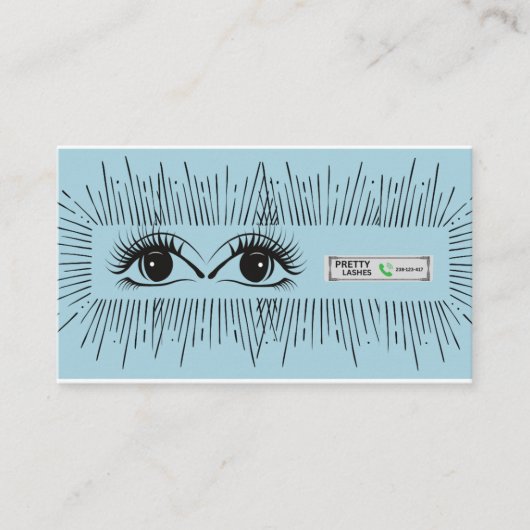 Pretty Lashes Modern Blue Minimalist Eye Illustrat 紹介カード (正面)