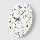 Pretty Lavender Flowers ラージ壁時計 (傾斜)